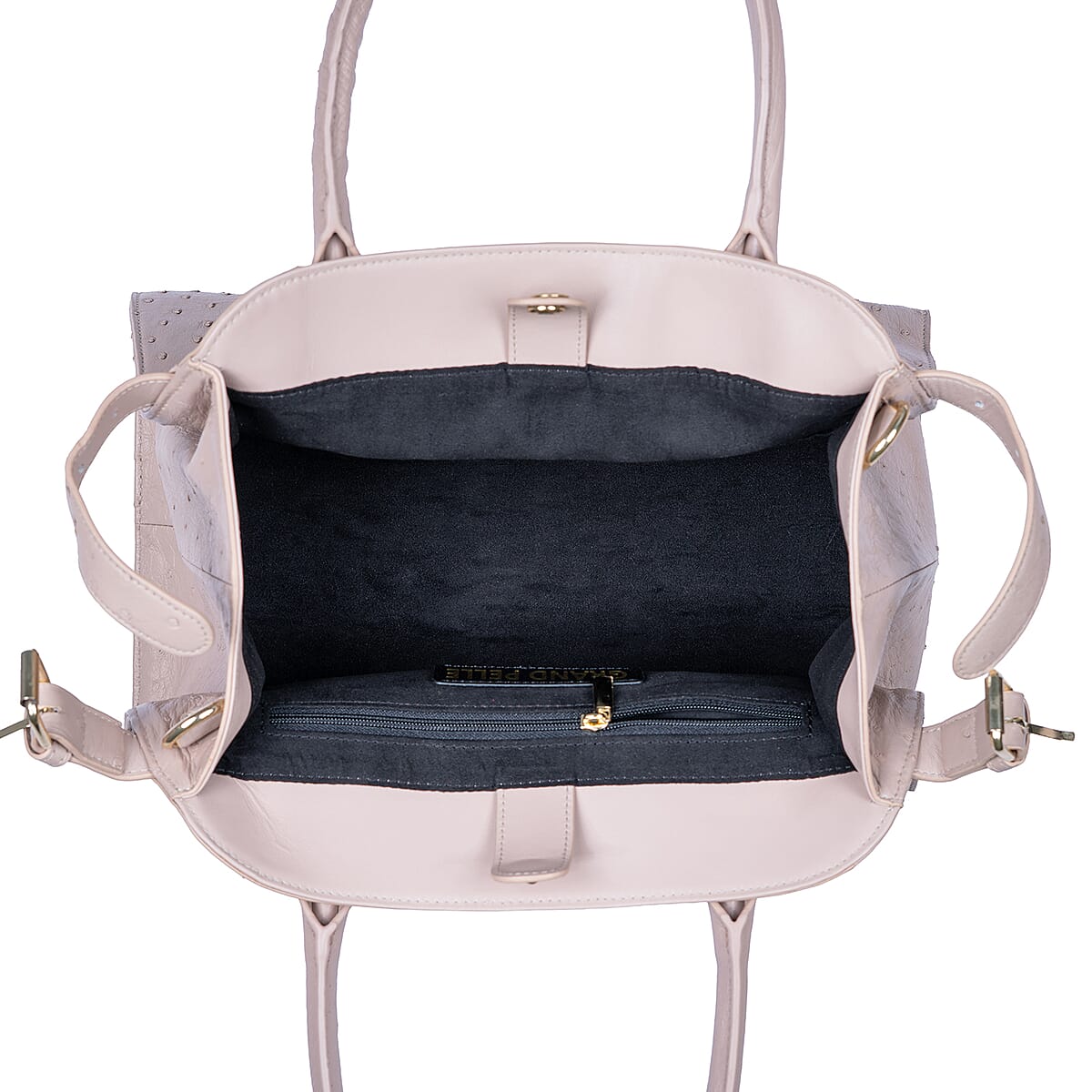 Grand Pelle Beige & Taupe Genuine Ostrich Leather Tote Bag image number 7