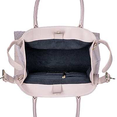 Grand Pelle Beige & Taupe Genuine Ostrich Leather Tote Bag