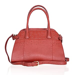 Grand Pelle Red Genuine Ostrich Leather Tote Bag