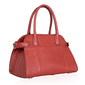 Grand Pelle Red Genuine Ostrich Leather Tote Bag
