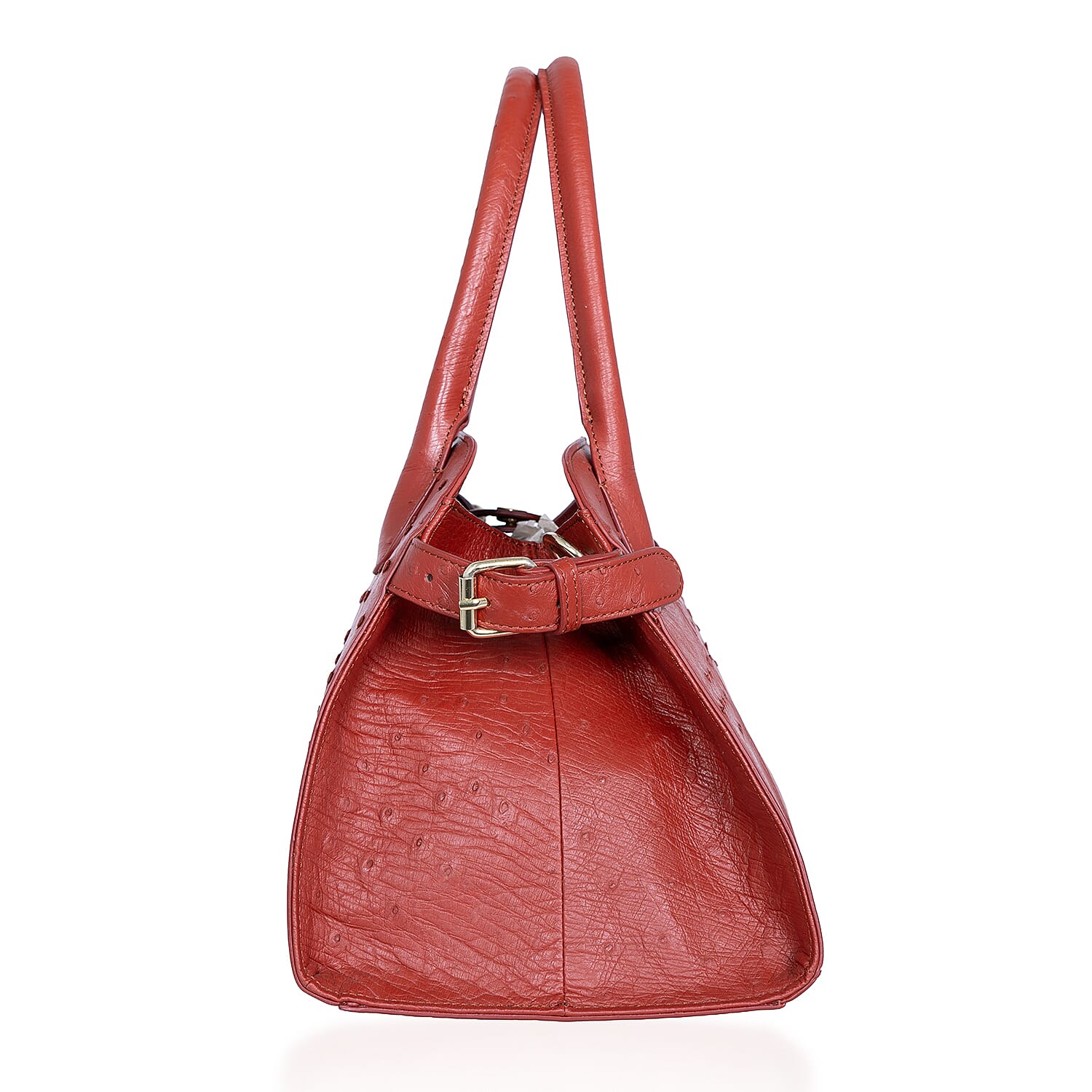 Grand Pelle Red Genuine Ostrich Leather Tote Bag