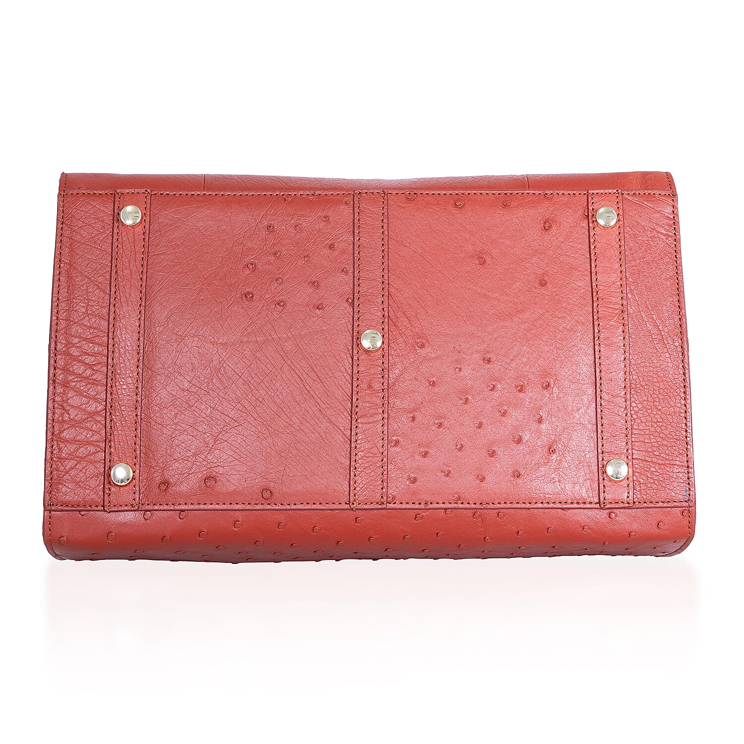 Grand Pelle Red Genuine Ostrich Leather Tote Bag