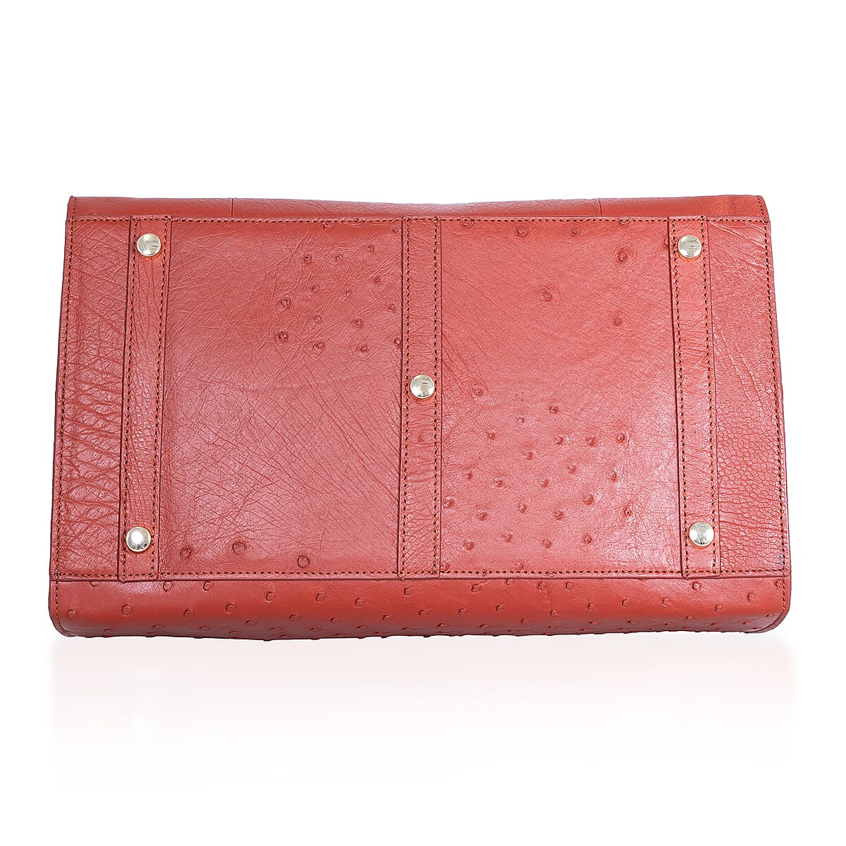 Grand Pelle Red Genuine Ostrich Leather Tote Bag image number 6