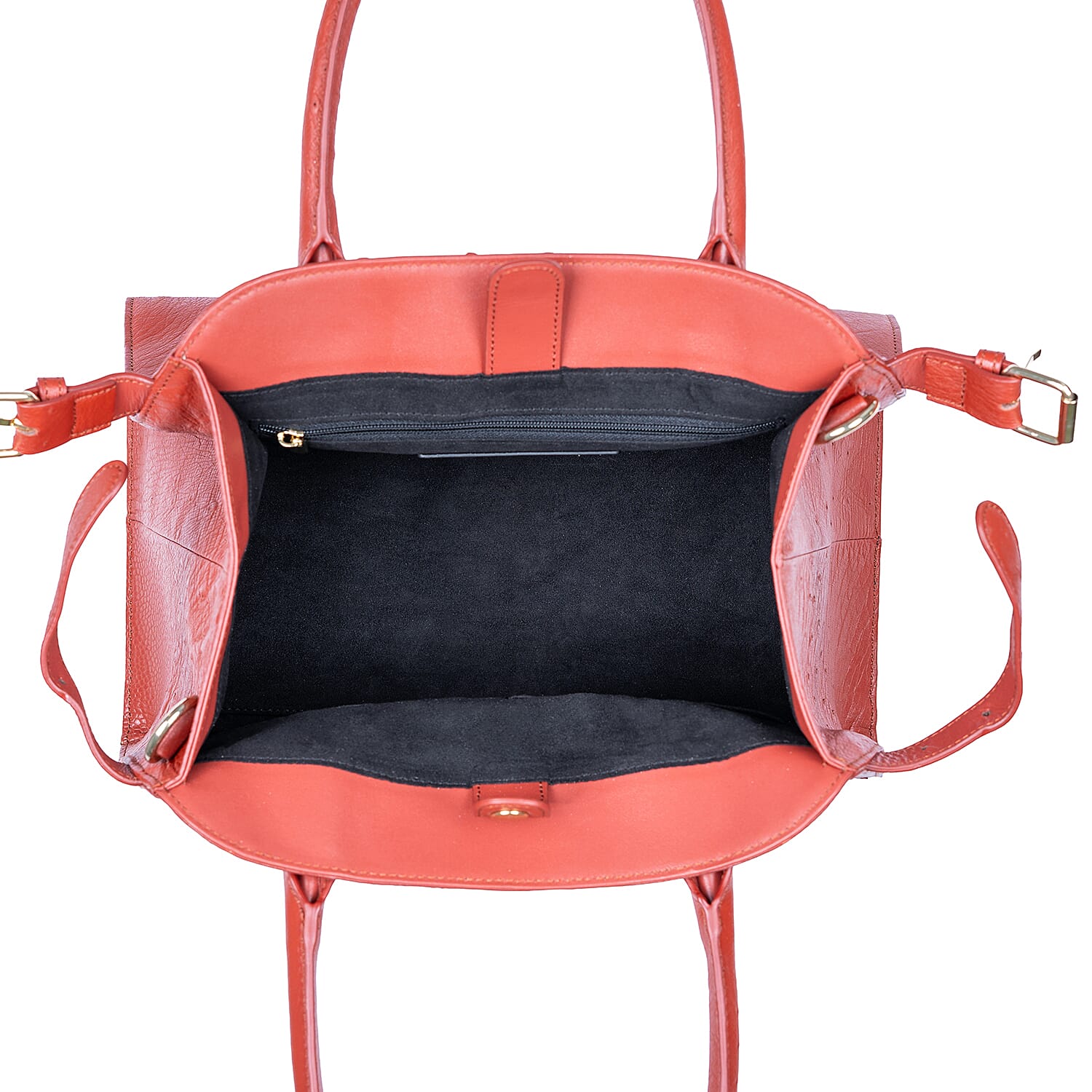 Grand Pelle Red Genuine Ostrich Leather Tote Bag