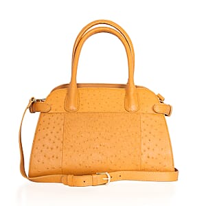 Grand Pelle Camel Genuine Ostrich Leather Tote Bag