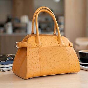 Grand Pelle Camel Genuine Ostrich Leather Tote Bag