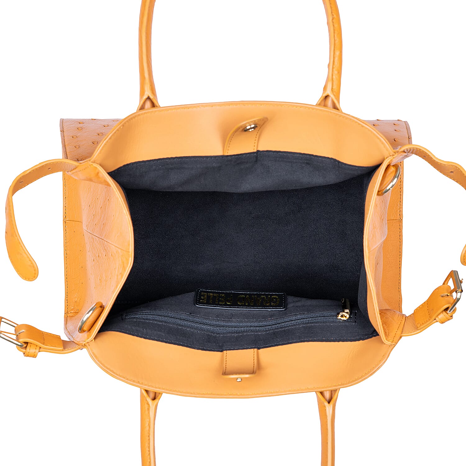 Grand Pelle Camel Genuine Ostrich Leather Tote Bag