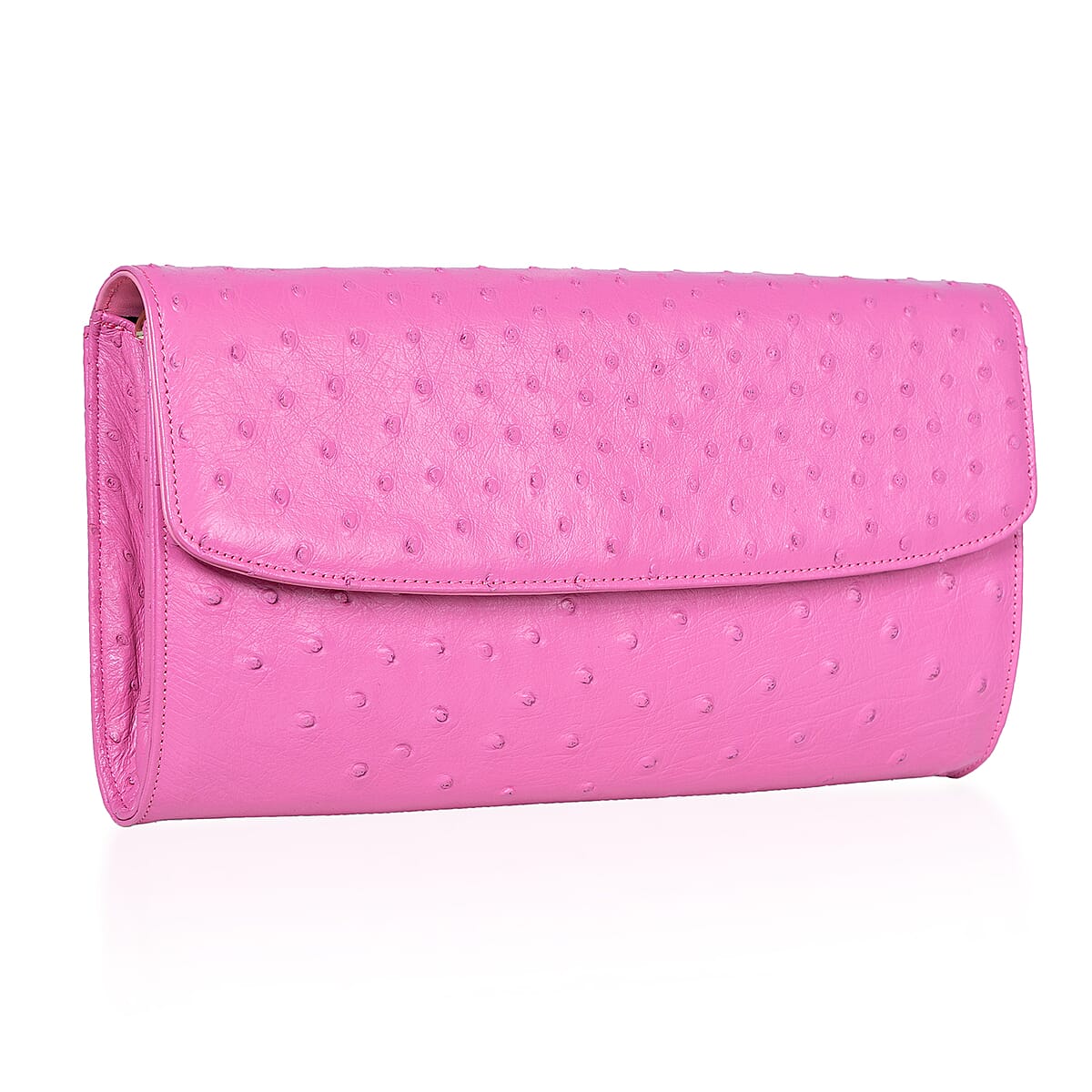 Grand Pelle Pink Genuine Ostrich Leather Crossbody Clutch Bag image number 3