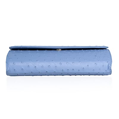 Grand Pelle Blue Genuine Ostrich Leather Crossbody Clutch Bag