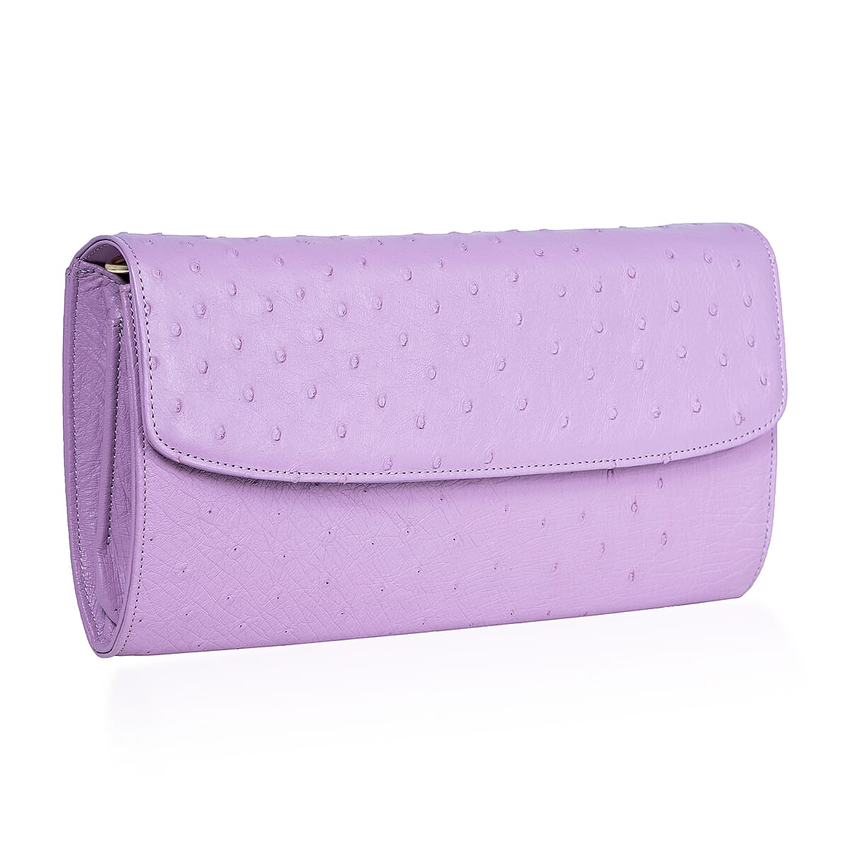 Grand Pelle Purple Genuine Ostrich Leather Crossbody Clutch Bag image number 3