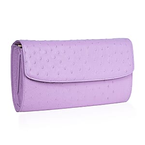 Grand Pelle Purple Genuine Ostrich Leather Crossbody Clutch Bag