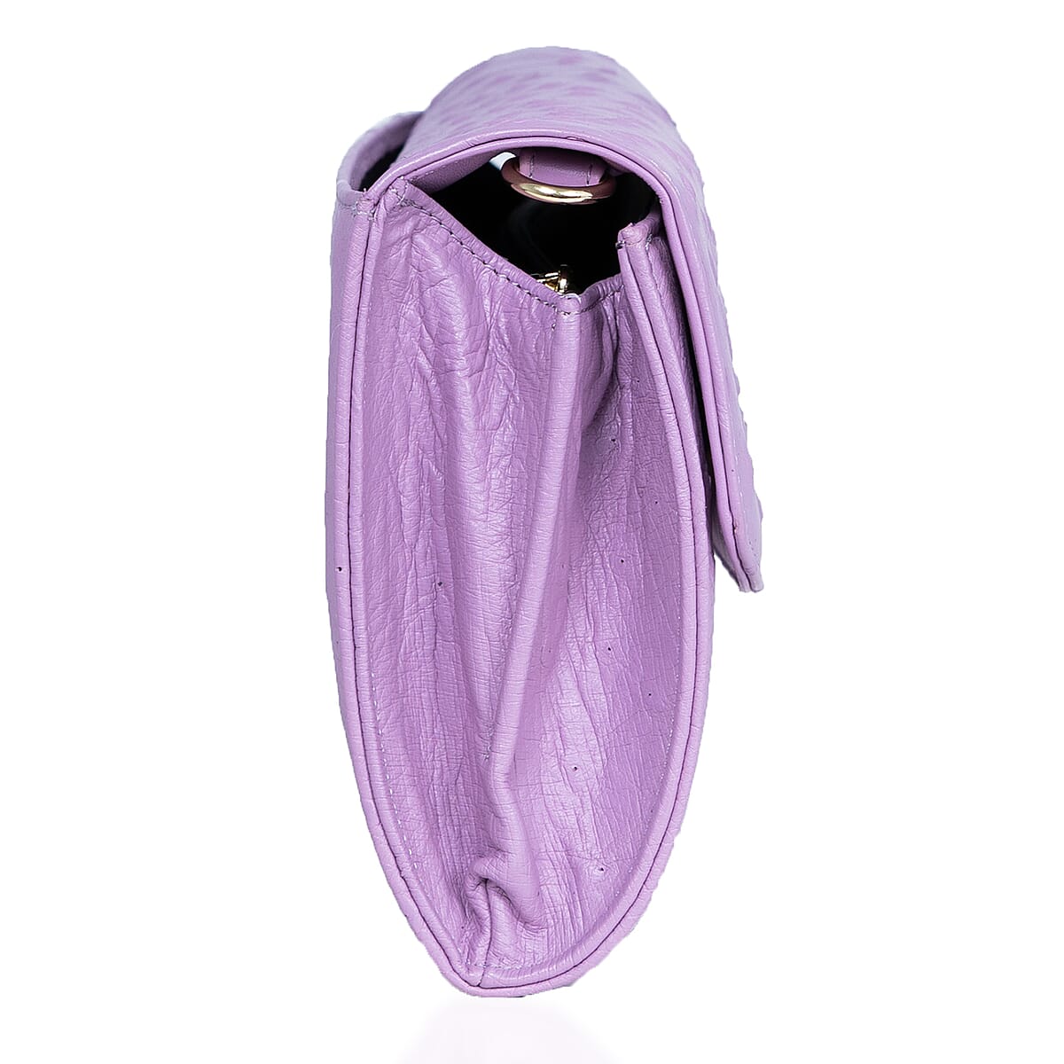 Grand Pelle Purple Genuine Ostrich Leather Crossbody Clutch Bag image number 4