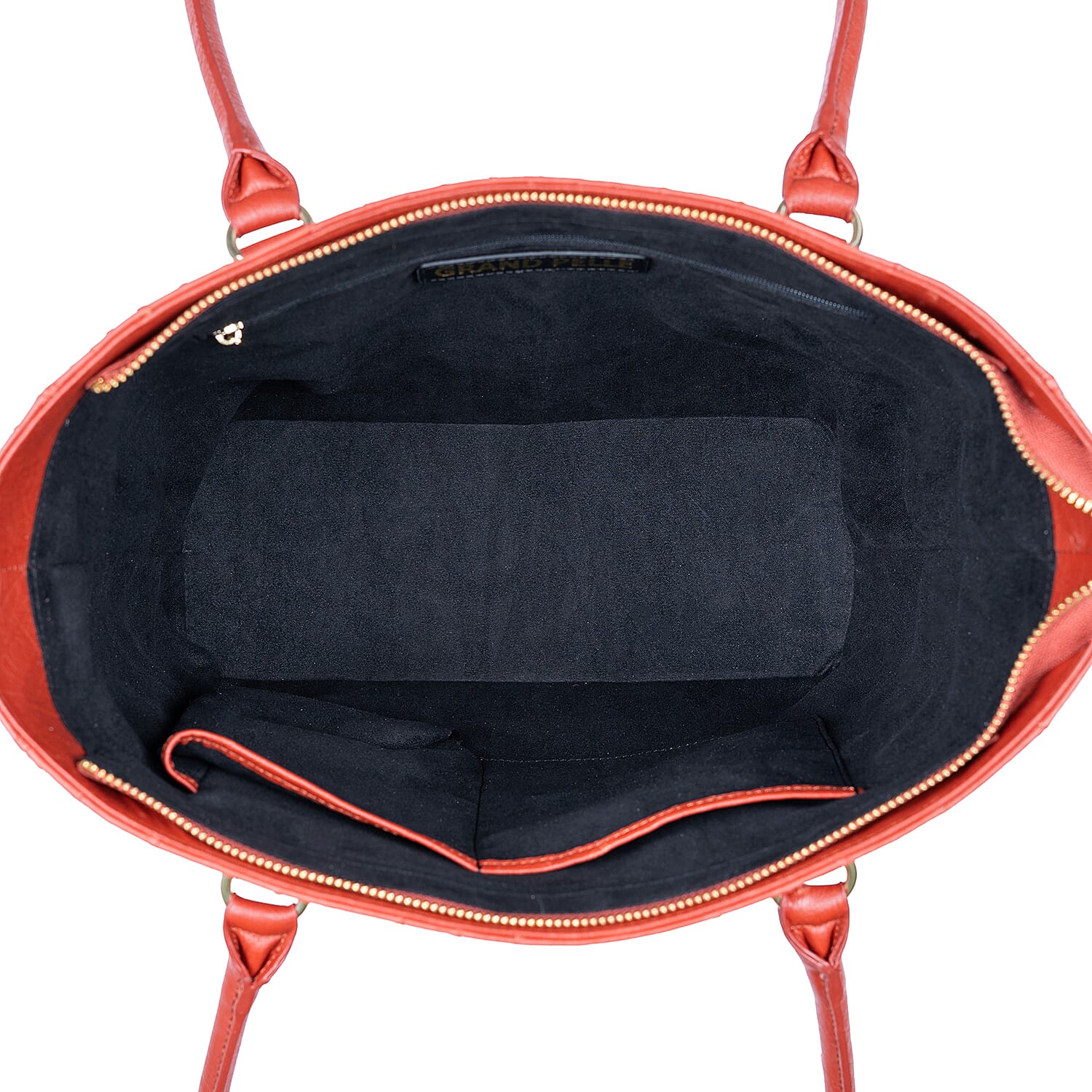 Grand Pelle Red Genuine Ostrich Leather Trapezoid Tote Bag