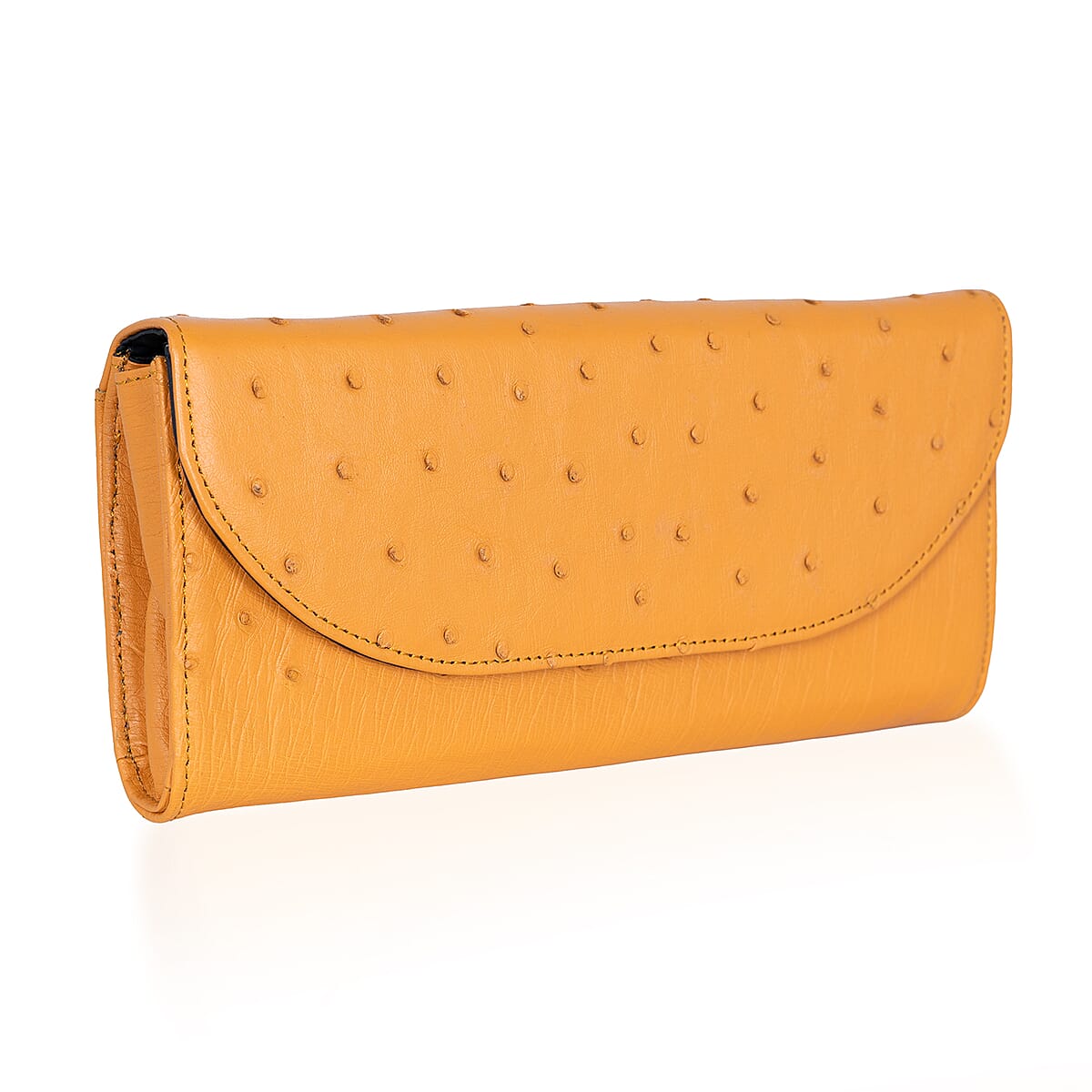 Grand Pelle Camel Genuine Ostrich Leather Crossbody Wallet image number 3