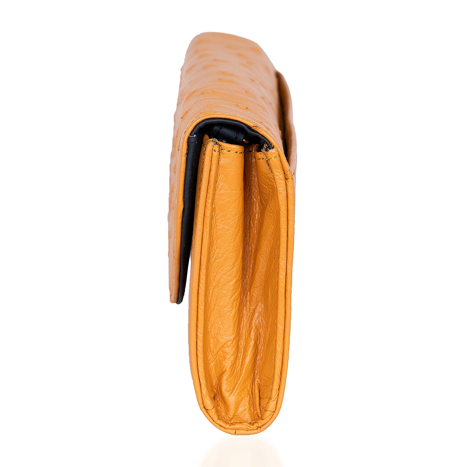 Grand Pelle Camel Genuine Ostrich Leather Crossbody Wallet