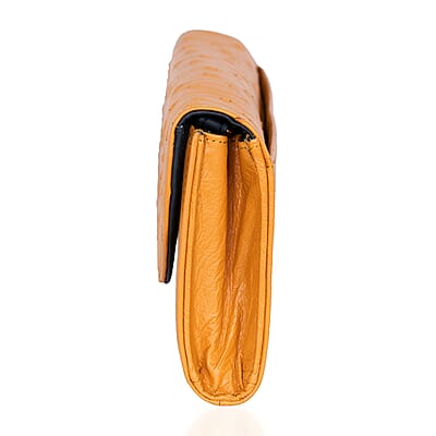 Grand Pelle Camel Genuine Ostrich Leather Crossbody Wallet