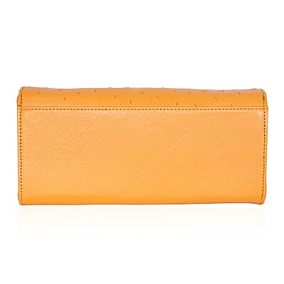 Grand Pelle Camel Genuine Ostrich Leather Crossbody Wallet
