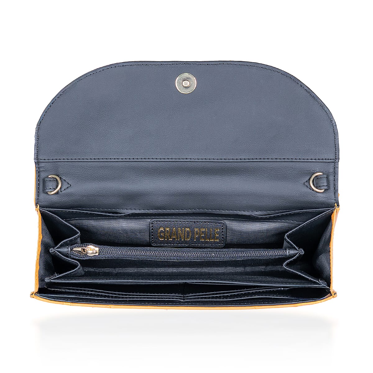 Grand Pelle Camel Genuine Ostrich Leather Crossbody Wallet image number 7