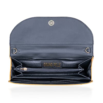 Grand Pelle Camel Genuine Ostrich Leather Crossbody Wallet