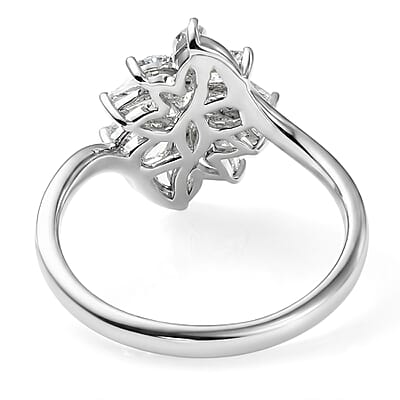 D'Joy Premium Mangoro Aquamarine 0.90 ctw Ring in Rhodium Over Sterling Silver (Size 5.0)