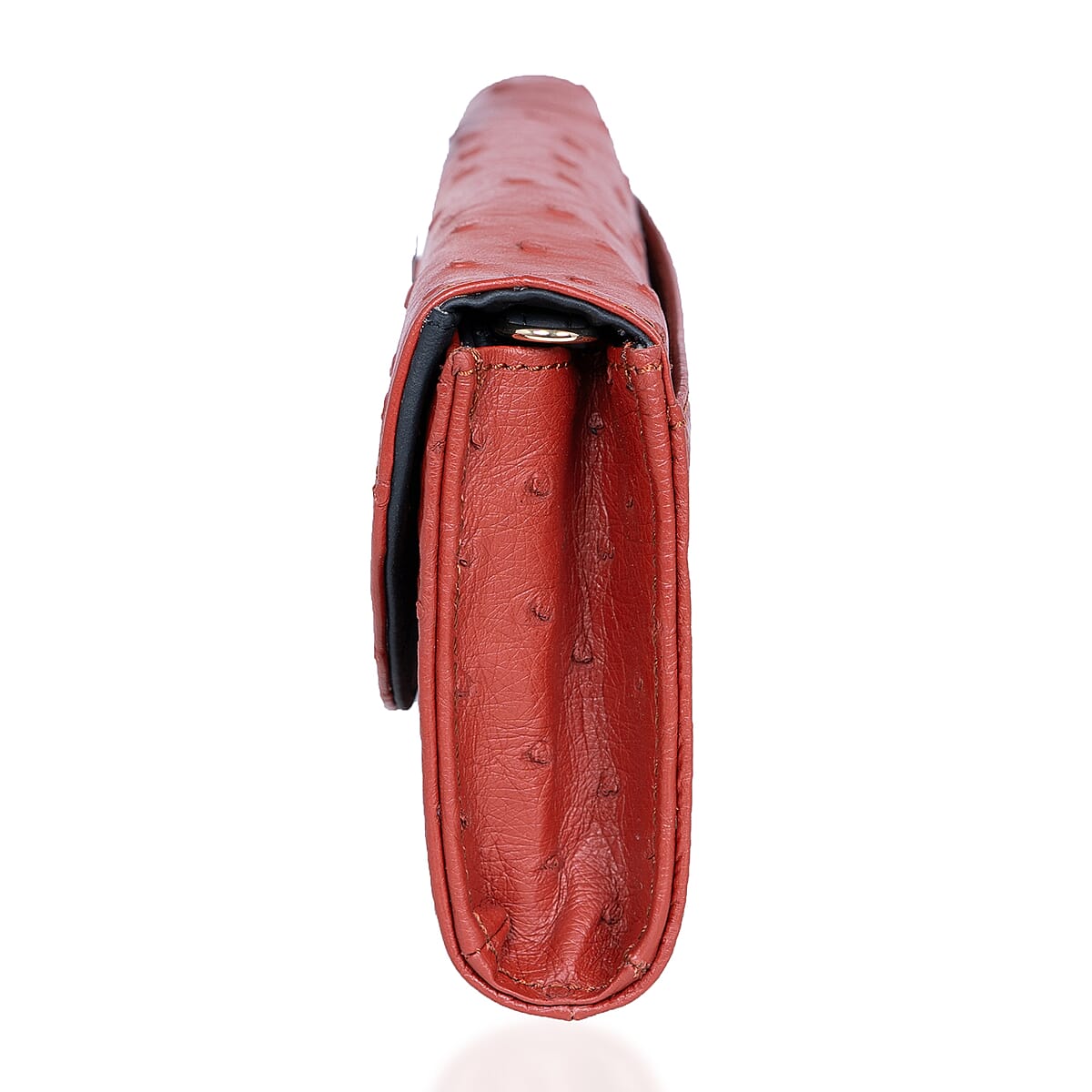 Grand Pelle Red Genuine Ostrich Leather Crossbody Wallet image number 4