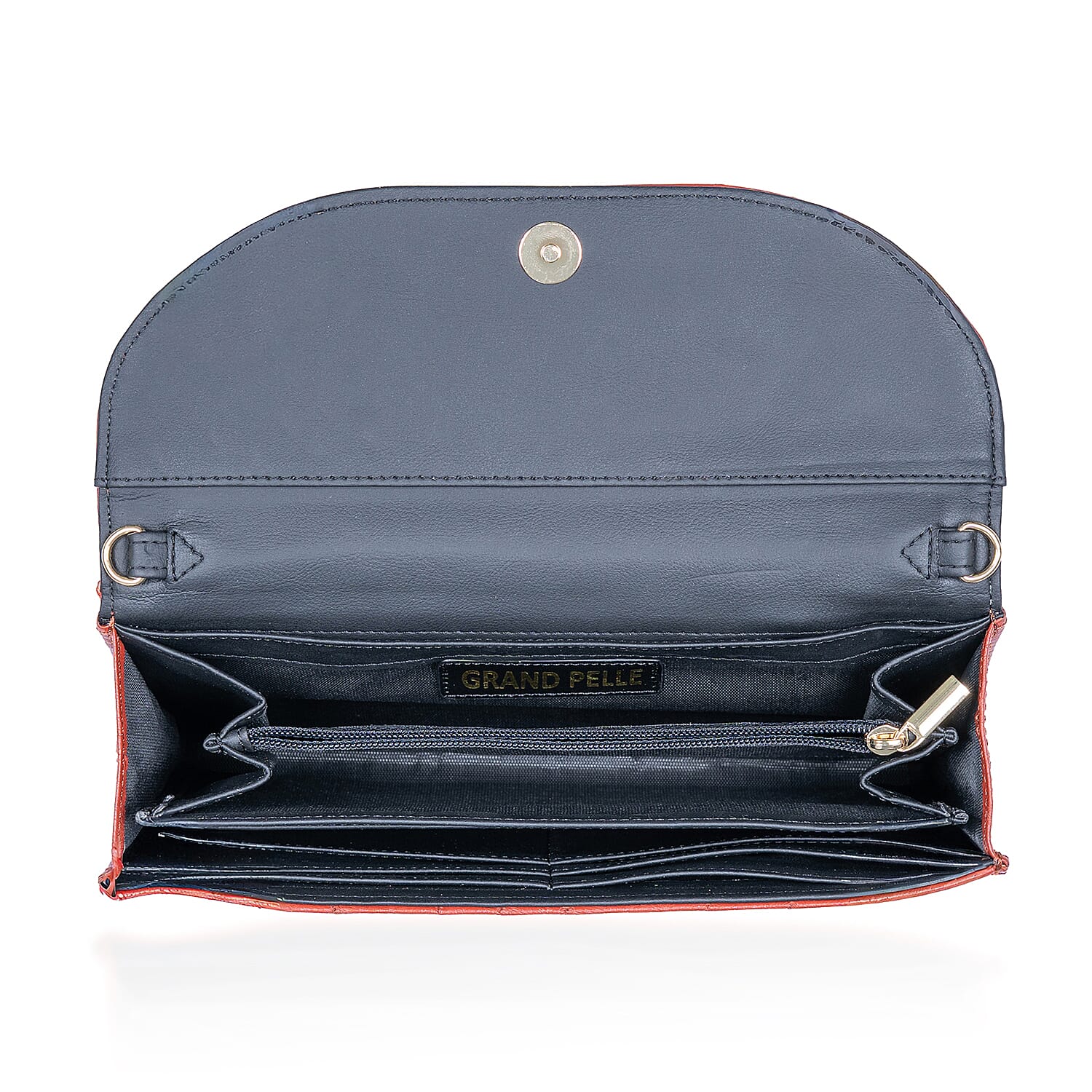 Grand Pelle Red Genuine Ostrich Leather Crossbody Wallet