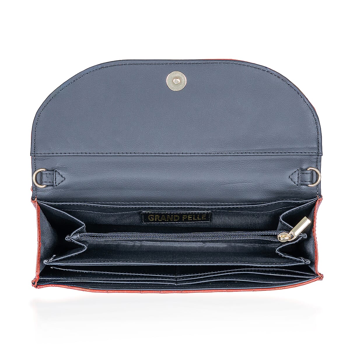 Grand Pelle Red Genuine Ostrich Leather Crossbody Wallet image number 7