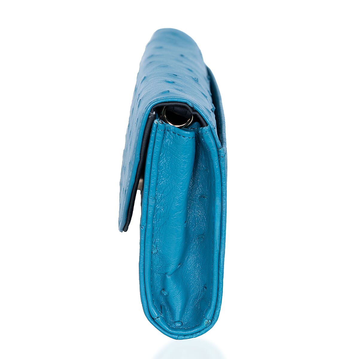Grand Pelle Blue Genuine Ostrich Leather Crossbody Wallet image number 4