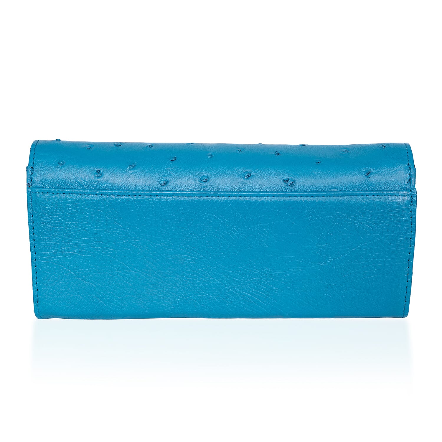 Grand Pelle Blue Genuine Ostrich Leather Crossbody Wallet