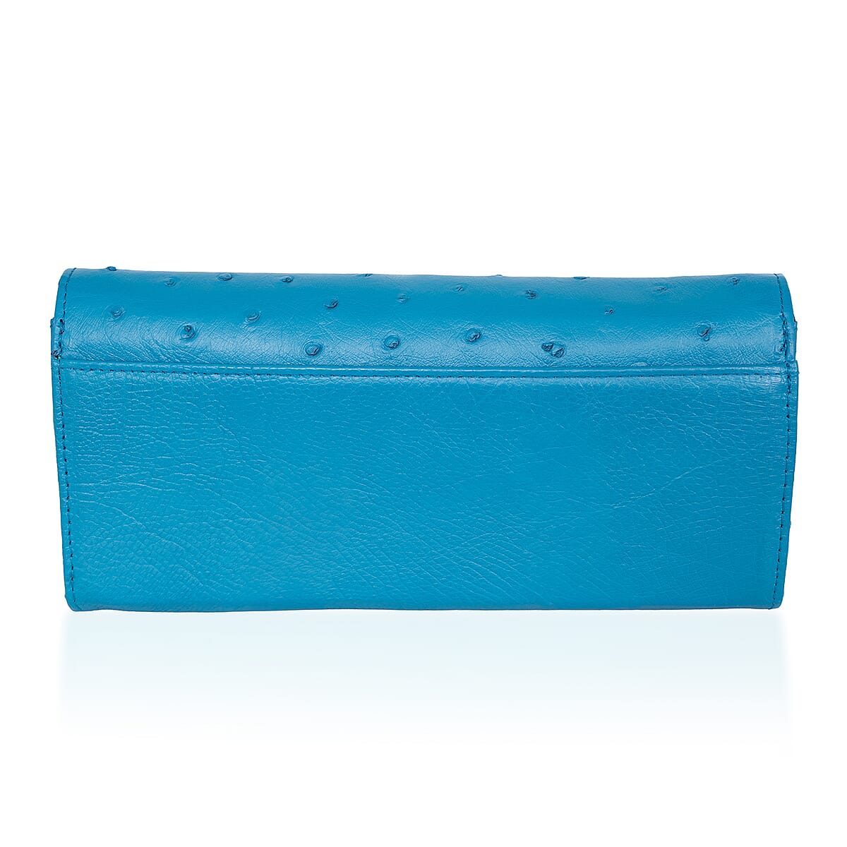 Grand Pelle Blue Genuine Ostrich Leather Crossbody Wallet image number 5