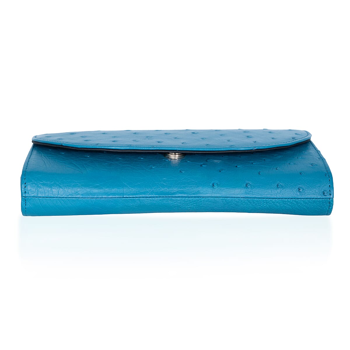 Grand Pelle Blue Genuine Ostrich Leather Crossbody Wallet image number 6