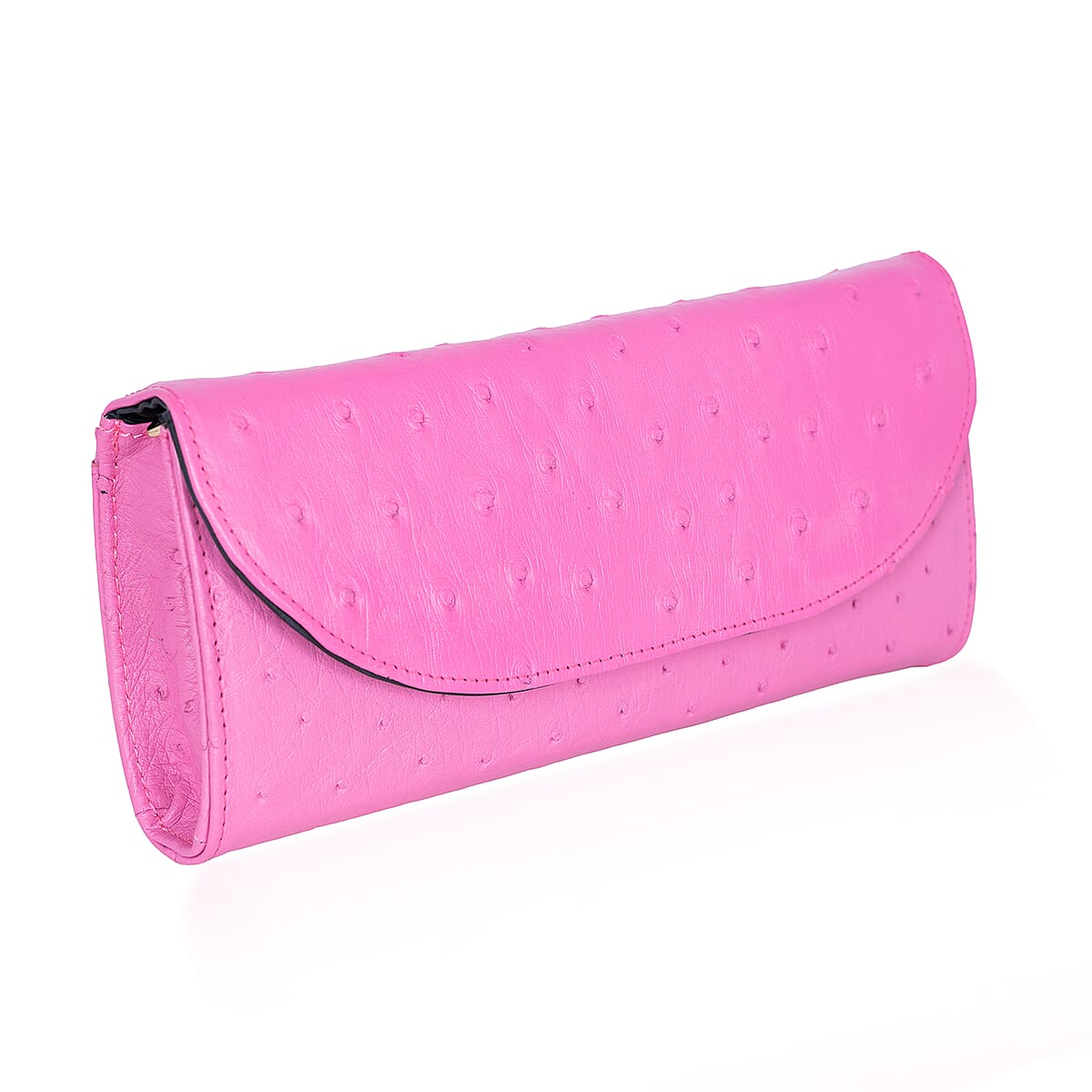 Grand Pelle Pink Genuine Ostrich Leather Crossbody Wallet image number 3