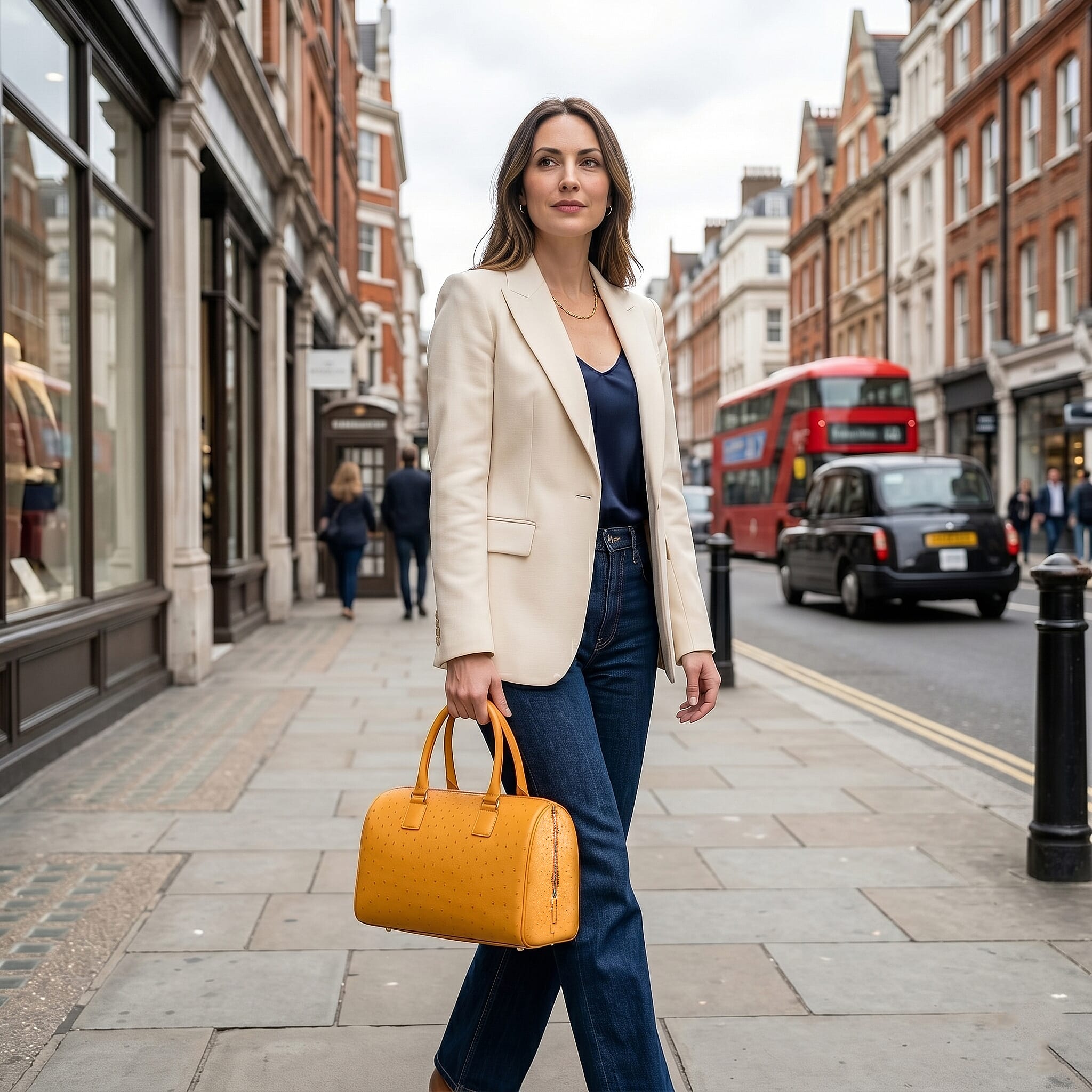 Grand Pelle Genuine Ostrich Leather Tote Bag
