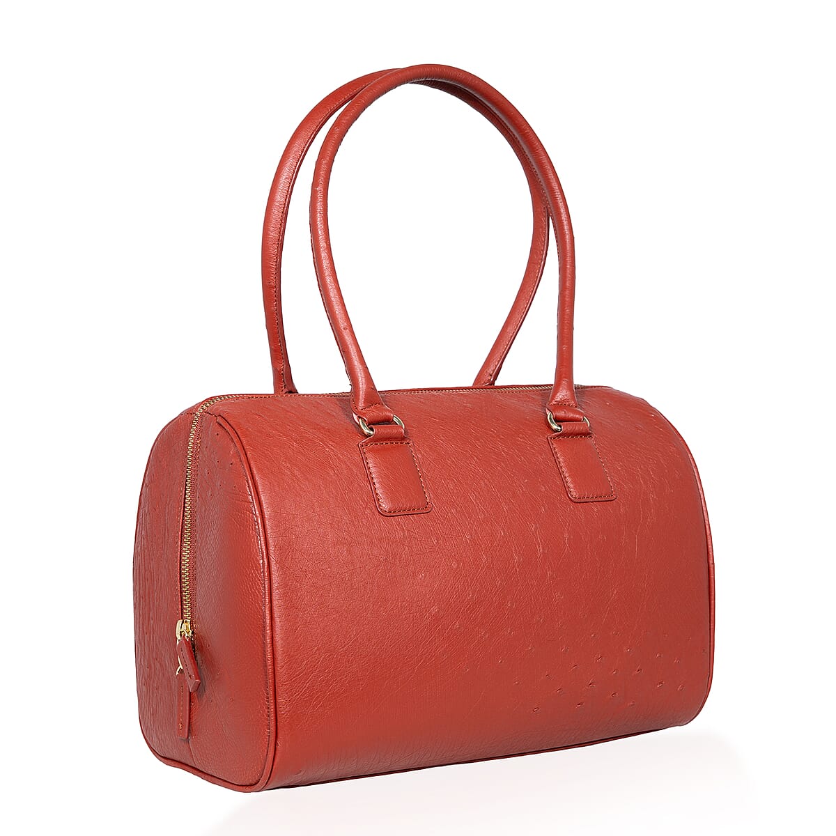 Grand Pelle Red Genuine Ostrich Leather Tote Bag image number 3