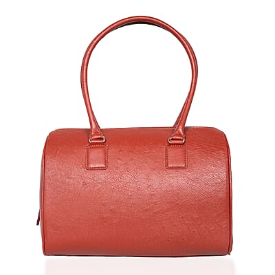 Grand Pelle Red Genuine Ostrich Leather Tote Bag