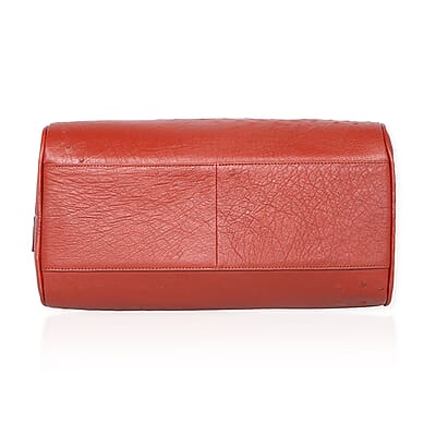 Grand Pelle Red Genuine Ostrich Leather Tote Bag