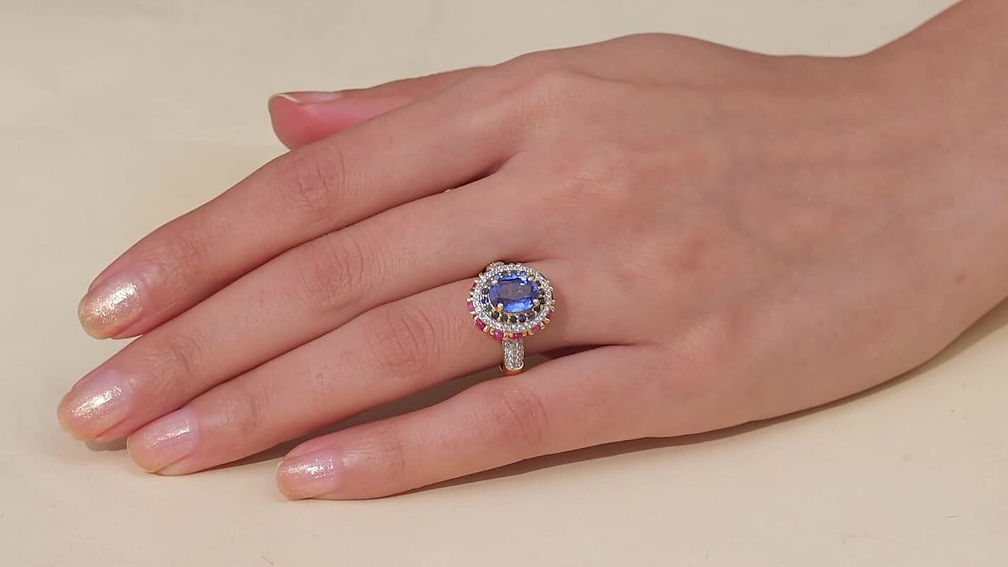D'Joy Chrome Diopside, Multi Gemstone Ring in 18K Vermeil YG Over Sterling Silver (Size 10.0) 6.00 ctw