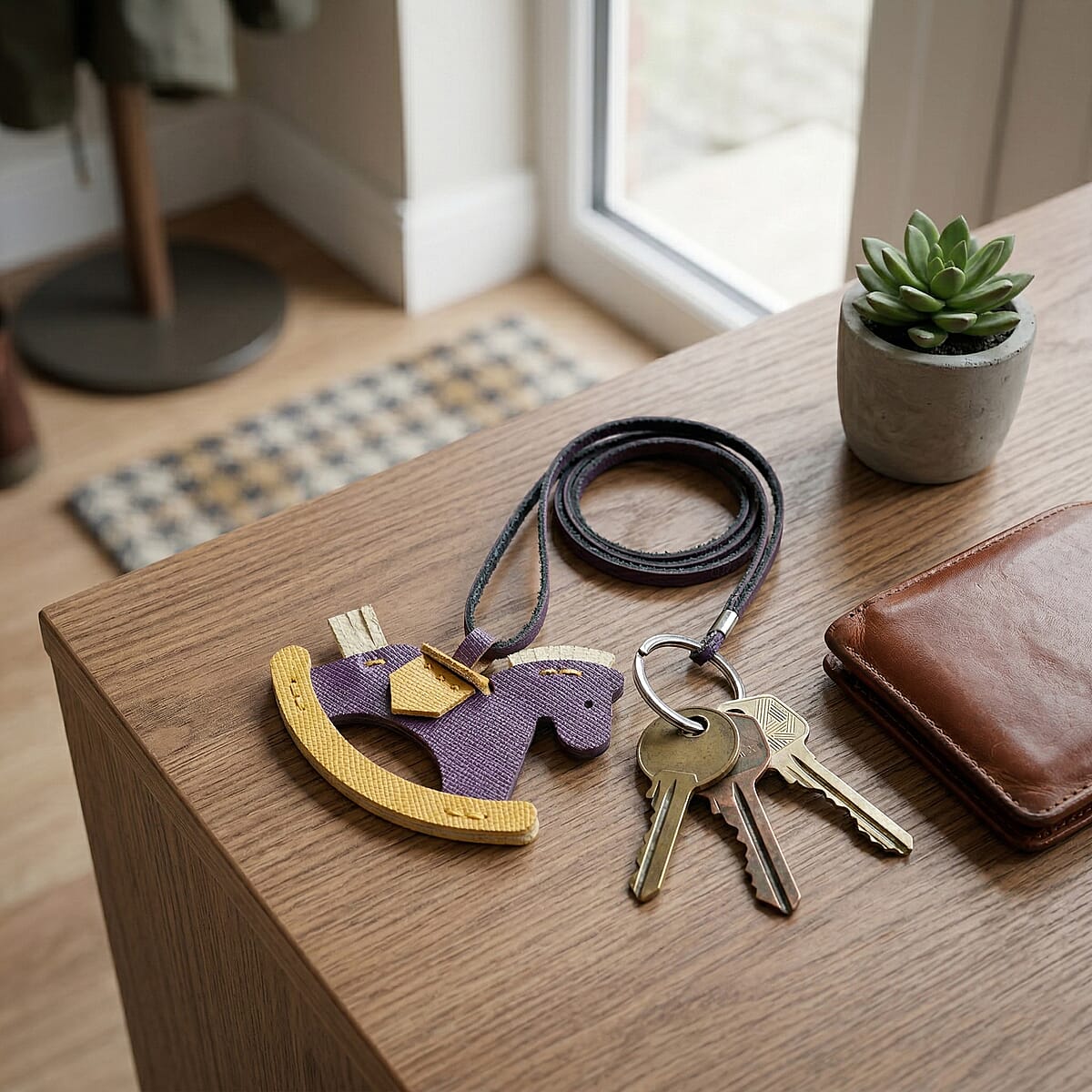 Passage Purple Genuine Leather Handcrafted Horse Keychain  image number 1