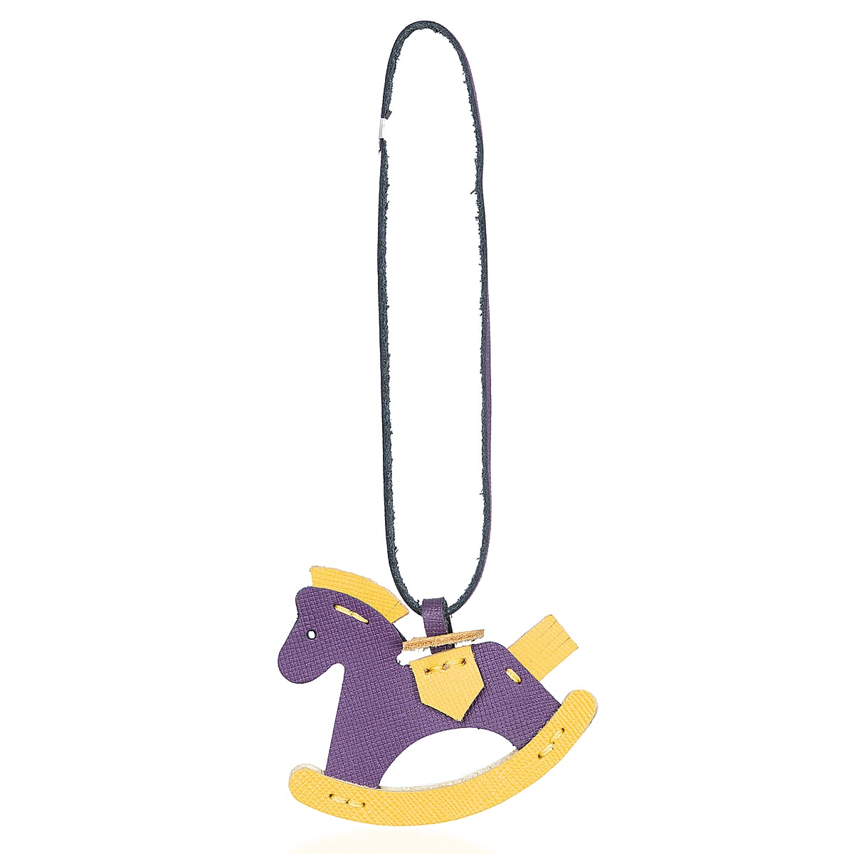 Passage Purple Genuine Leather Handcrafted Horse Keychain  image number 4