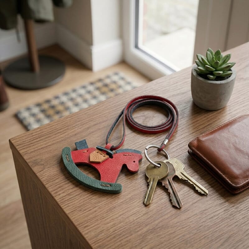 Passage Red Genuine Leather Handcrafted Horse Keychain
