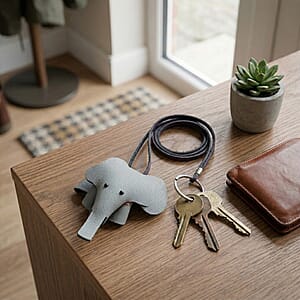 Passage Gray Genuine Leather Handcrafted Elephant Keychain