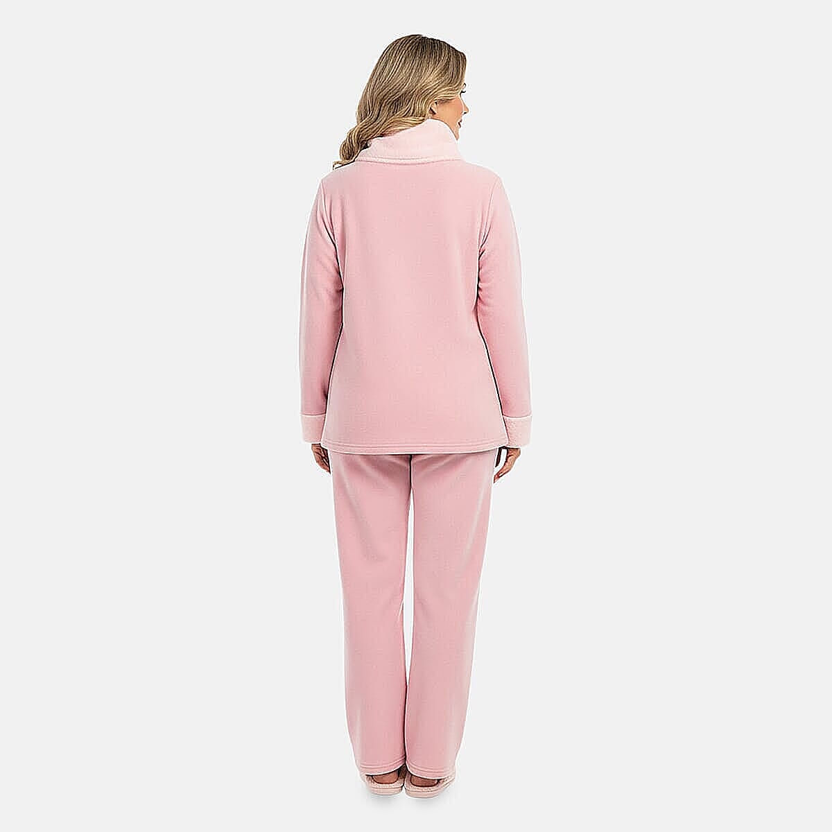 Amanda Paige Blue Cowl Neck Fleece 2 pc Pajama Pant set-L image number 3