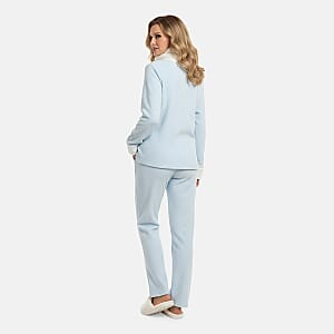 Amanda Paige Blue Cowl Neck Fleece 2 pc Pajama Pant set-XXL