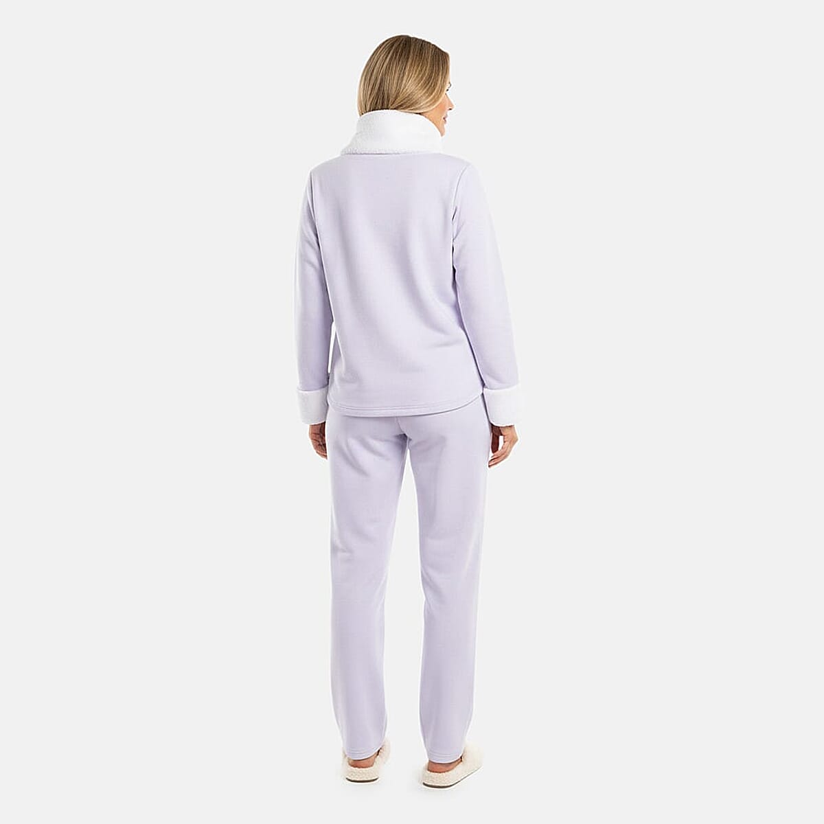 Amanda Paige Lilac Cowl Neck Fleece 2 pc Pajama Pant set-L image number 2