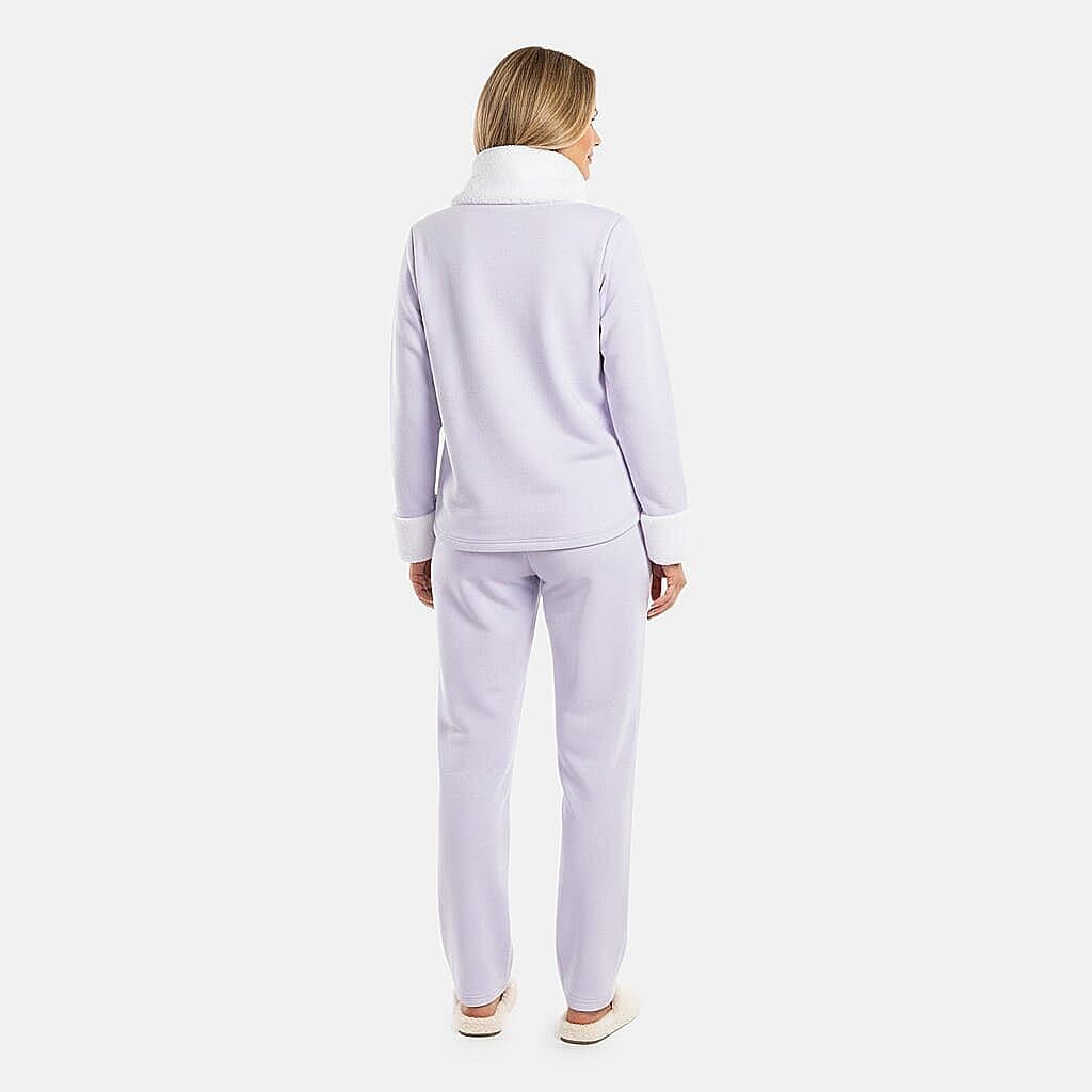 Amanda Paige Lilac Cowl Neck Fleece 2 pc Pajama Pant set-XL