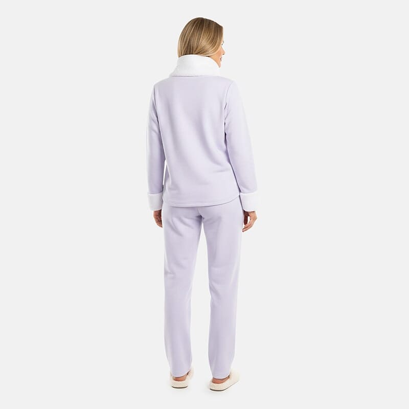 Amanda Paige Lilac Cowl Neck Fleece 2 pc Pajama Pant set-XL
