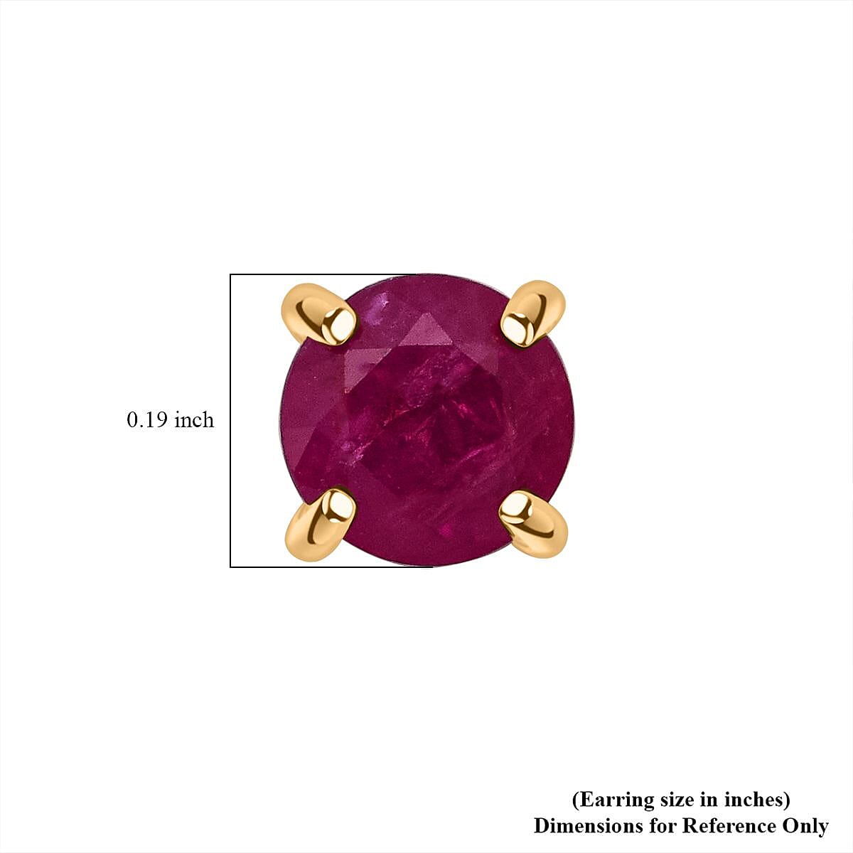 Luxoro AAA Montepuez Ruby Solitaire Stud Earrings in 10K Yellow Gold 1.30 ctw image number 4