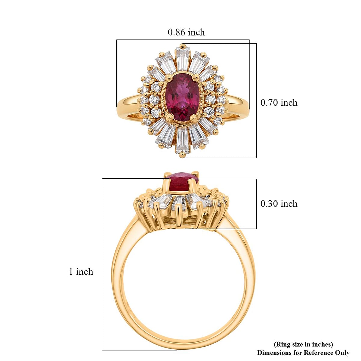 D'Joy Montepuez Ruby, Moissanite Ring in 18K Vermeil YG Over Sterling Silver 2.10 ctw (Size 5.0) image number 5