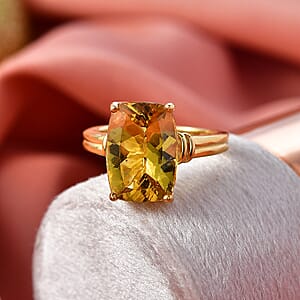 D'Joy Premium Golden Apatite 7.25 ctw Sunlit Flared Gallery Ring in 18K Vermeil Yellow Gold Over Sterling Silver (Size 6.0)