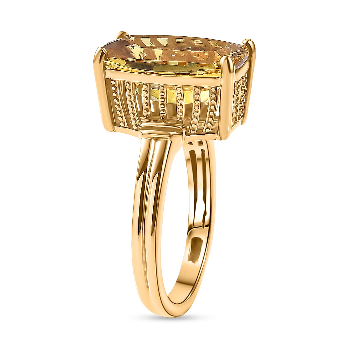 D'Joy Premium Golden Apatite Solitaire Ring in 18K Vermeil YG Over Sterling Silver (Size 6.0) 7.25 ctw image number 3